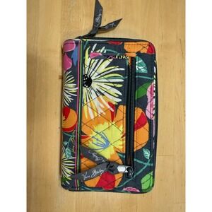 Vera Bradley Turnlock Wallet Quilted Cotton Floral Print Orange Interior Zip